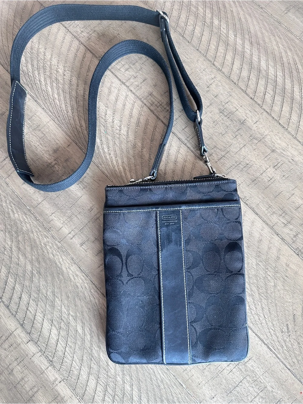 Coach Vintage Black Signature Crossbody Bag